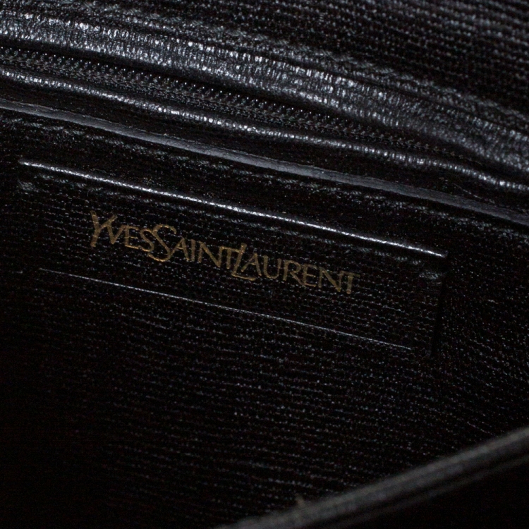 Pre Owned Saint Laurent Paris Black Leather Ligne Y Charm Crossbody Bag 