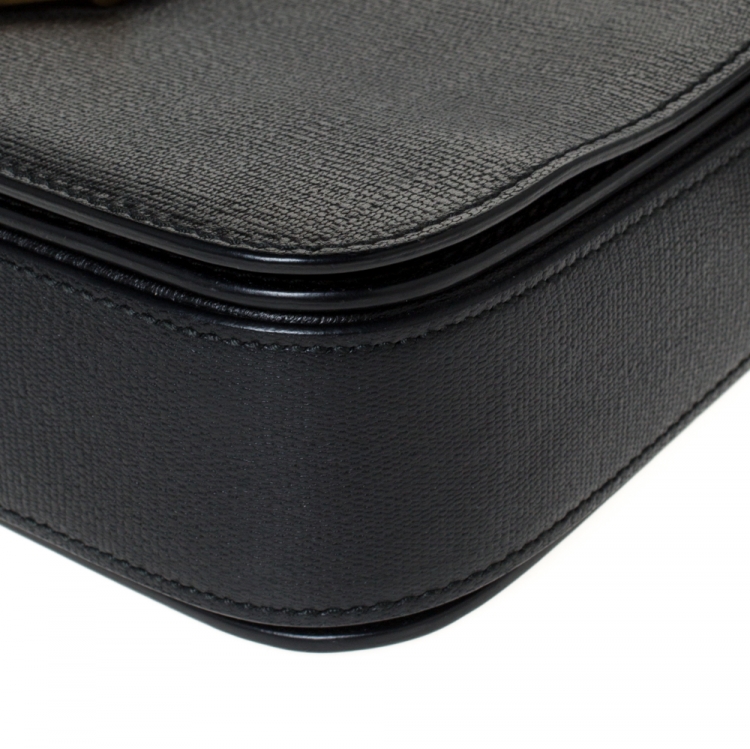 Pre Owned Saint Laurent Paris Black Leather Ligne Y Charm Crossbody Bag 