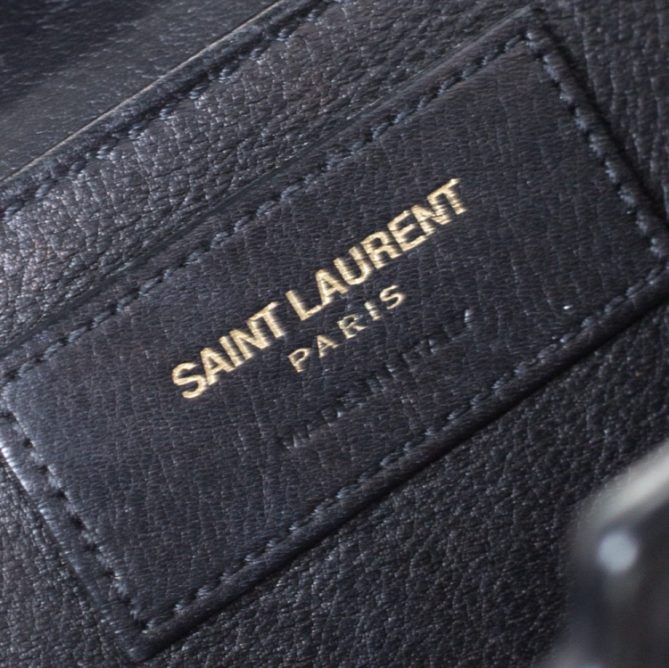 Pre Owned Saint Laurent Paris Black Leather Small Monogram Cabas Tote