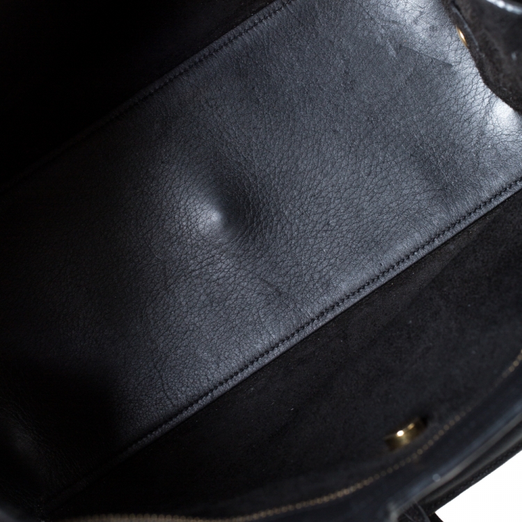Pre Owned Saint Laurent Paris Black Leather Small Monogram Cabas Tote