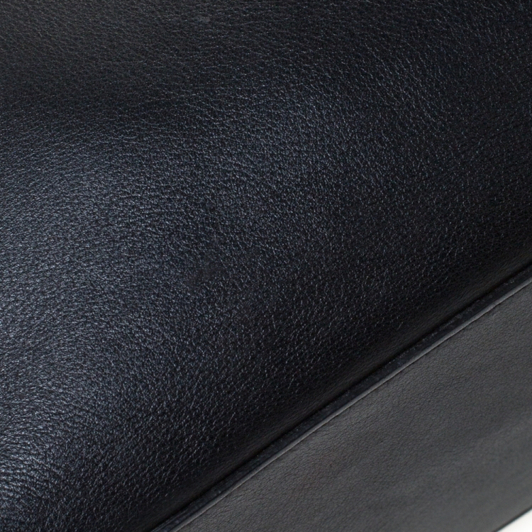 Pre Owned Saint Laurent Paris Black Leather Small Monogram Cabas Tote