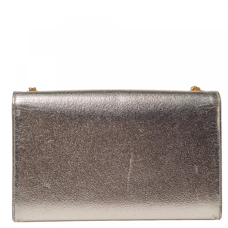 Pre Owned Saint Laurent Paris Metallic Gold Leather Medium Kate Shoulder Bag