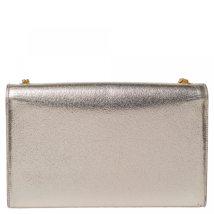 Pre Owned Saint Laurent Paris Metallic Gold Leather Medium Kate Shoulder Bag