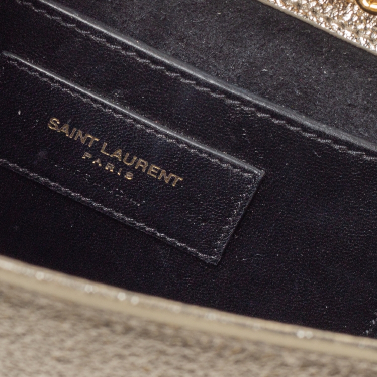 Pre Owned Saint Laurent Paris Metallic Gold Leather Medium Kate Shoulder Bag