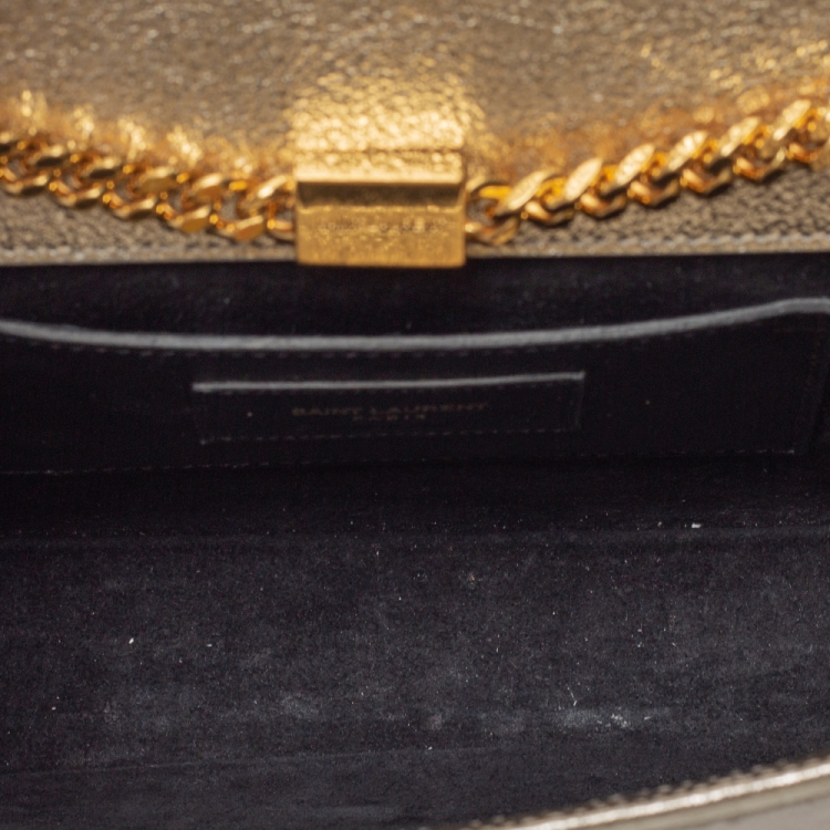 Pre Owned Saint Laurent Paris Metallic Gold Leather Medium Kate Shoulder Bag