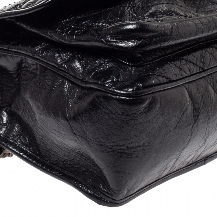 Pre Owned Saint Laurent Black Aged Leather Medium Niki Shoulder Bag