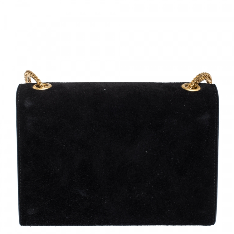 Pre Owned Saint Laurent Paris Black Suede Small Kate Tassel Crossbody Bag