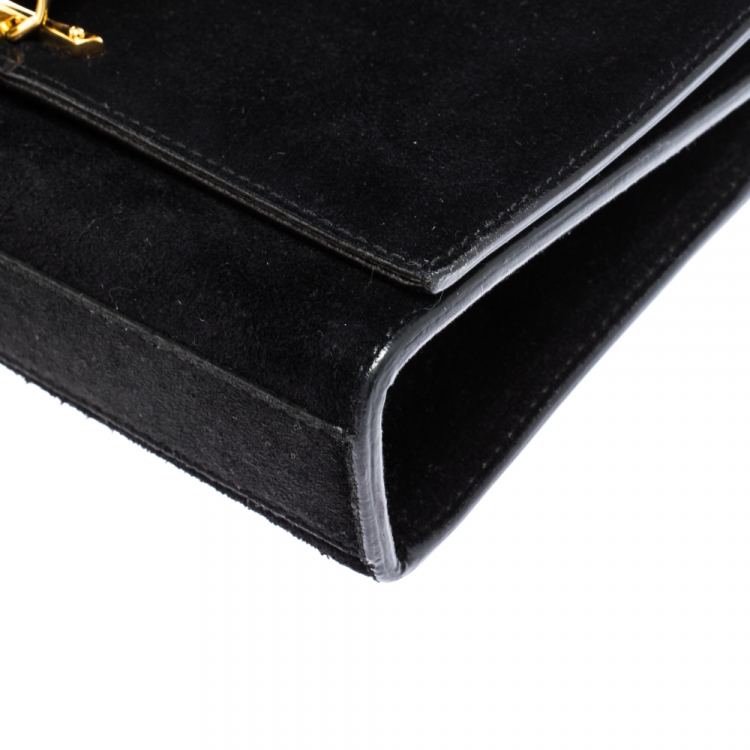 Pre Owned Saint Laurent Paris Black Suede Small Kate Tassel Crossbody Bag