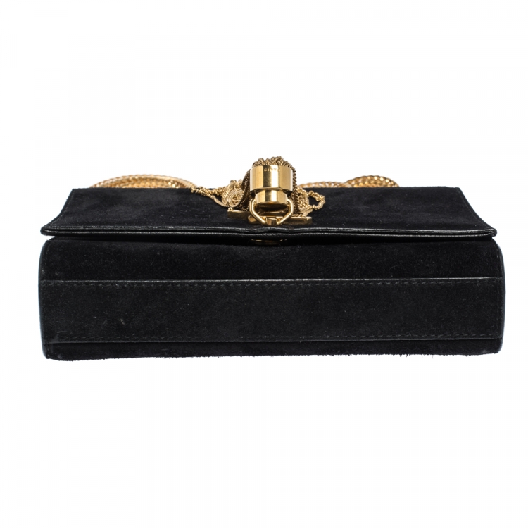 Pre Owned Saint Laurent Paris Black Suede Small Kate Tassel Crossbody Bag
