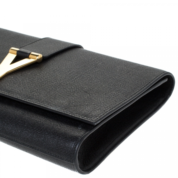 Pre Owned Saint Laurent Black Leather Large Chyc Clutch