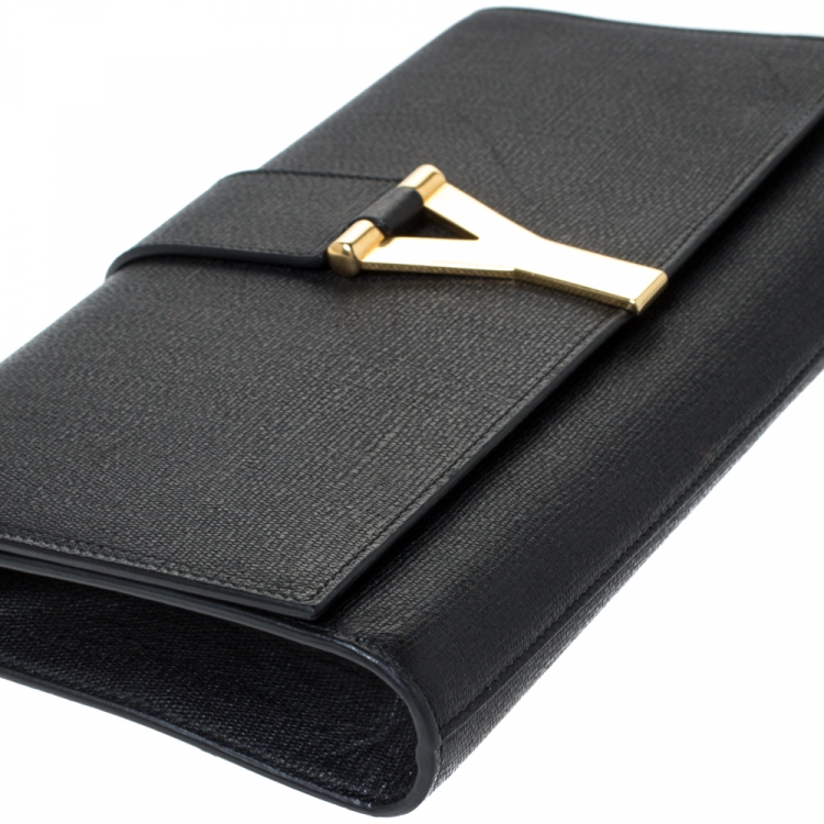 Pre Owned Saint Laurent Black Leather Large Chyc Clutch