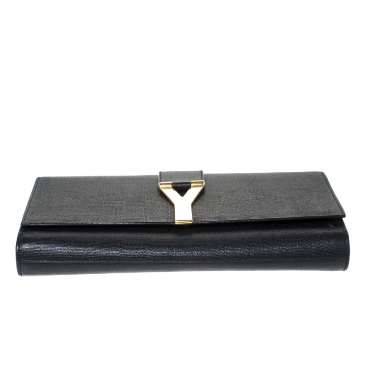 Pre Owned Saint Laurent Black Leather Large Chyc Clutch