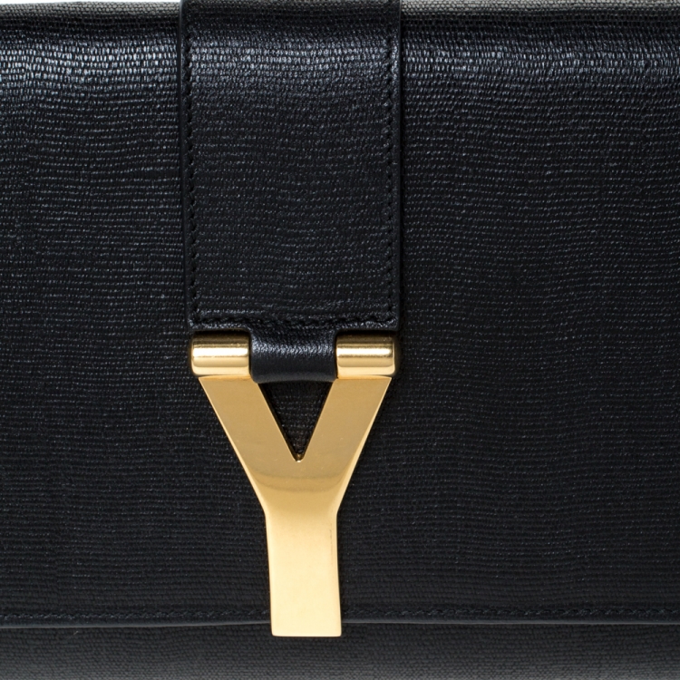 Pre Owned Saint Laurent Black Leather Large Chyc Clutch