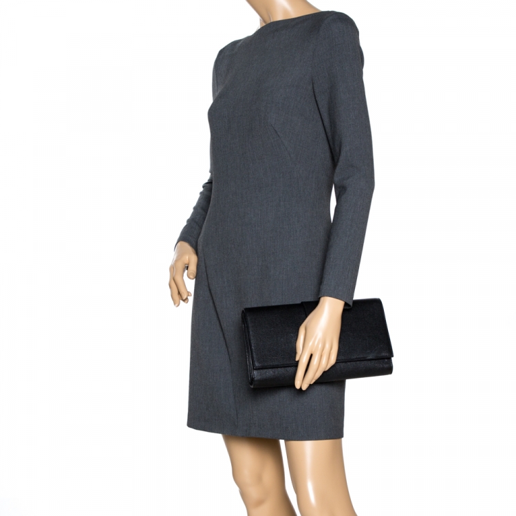 Pre Owned Saint Laurent Black Leather Large Chyc Clutch