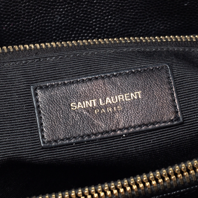 Pre Owned Saint Laurent Black Matelasse Leather Cassandre Shopper Tote