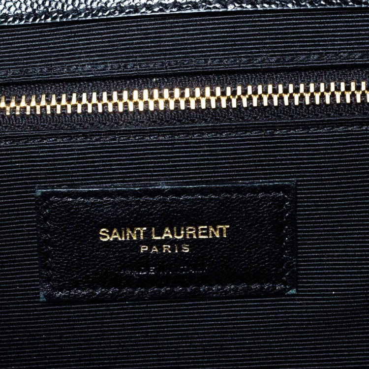Pre Owned Saint Laurent Black Matelasse Leather Large Cassandre Flap Bag