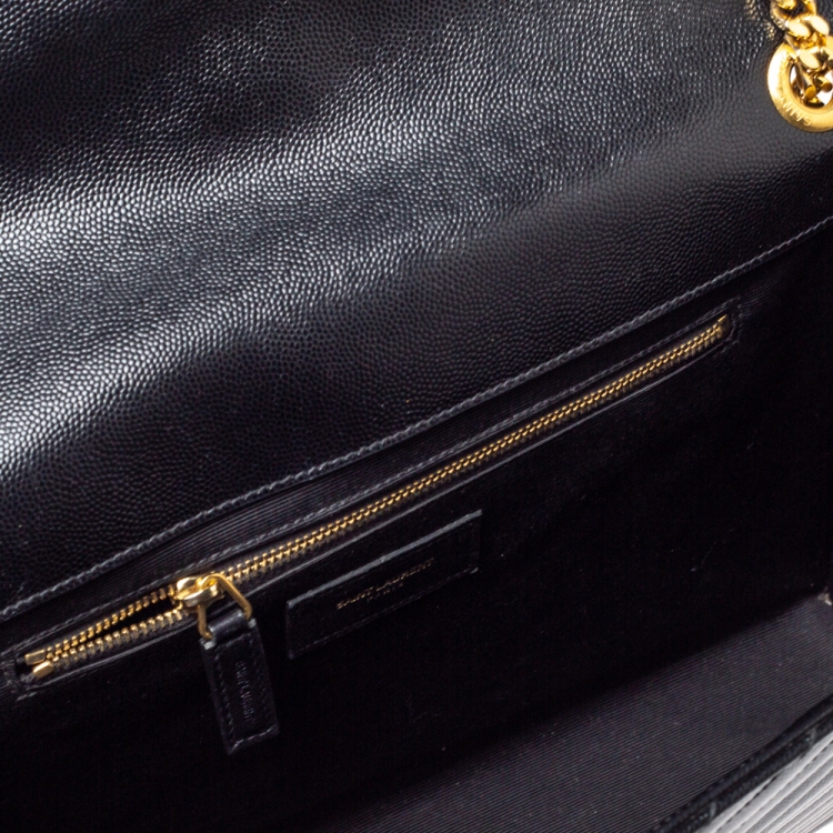 Pre Owned Saint Laurent Black Matelasse Leather Large Cassandre Flap Bag