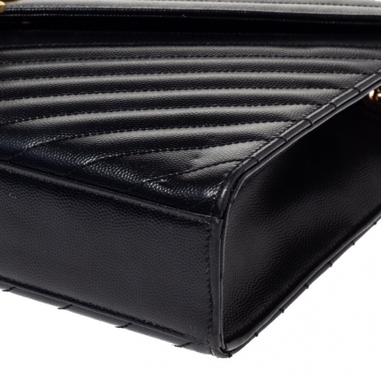 Pre Owned Saint Laurent Black Matelasse Leather Large Cassandre Flap Bag