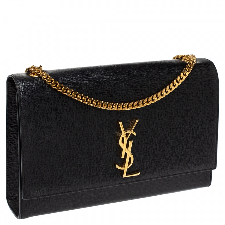 Pre Owned Saint Laurent Black Leather Large Kate Shoulder Bag