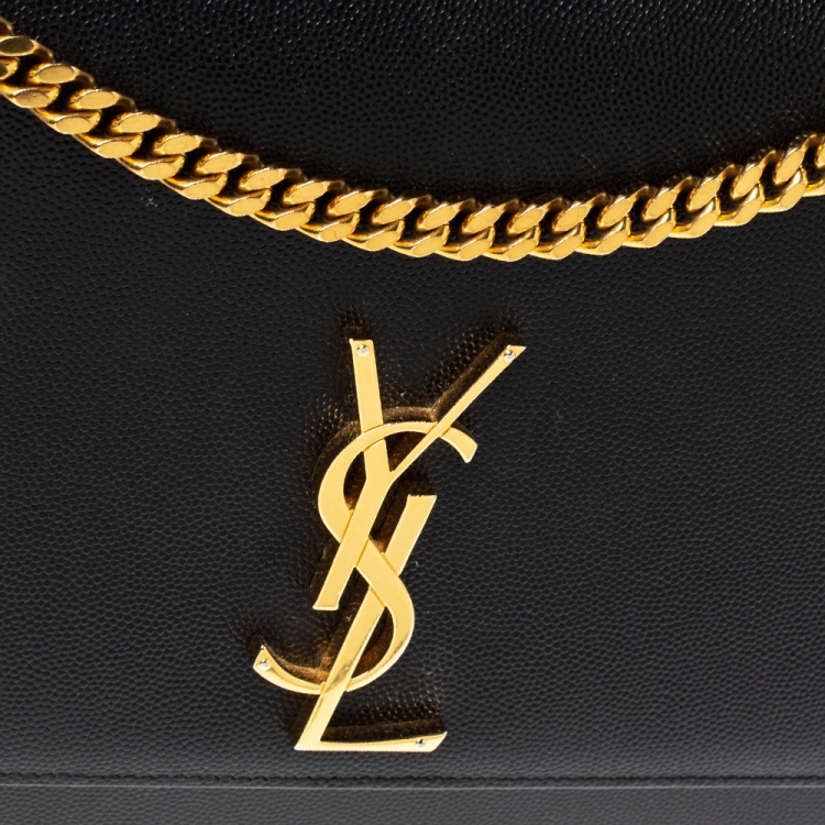 Pre Owned Saint Laurent Black Leather Large Kate Shoulder Bag