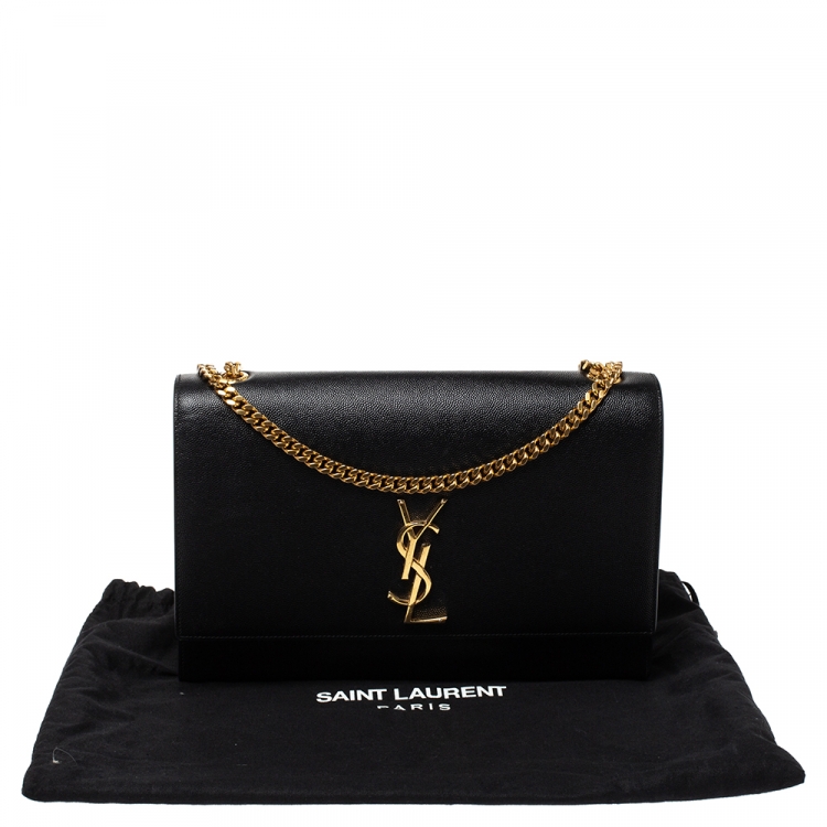 Pre Owned Saint Laurent Black Leather Large Kate Shoulder Bag