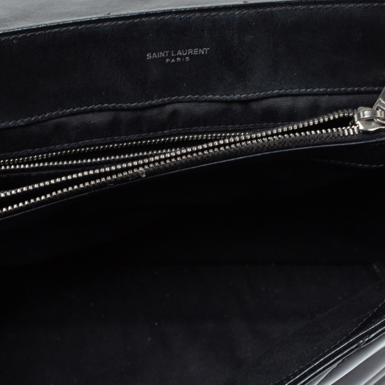 Pre Owned Saint Laurent Paris Black Monogram Leather Loulou Shoulder Bag