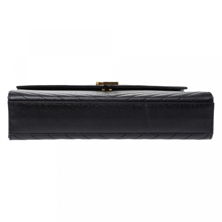 Pre Owned Saint Laurent Black Matelasse Leather Large Cassandre Flap Bag