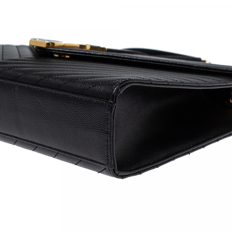Pre Owned Saint Laurent Black Matelasse Leather Large Cassandre Flap Bag