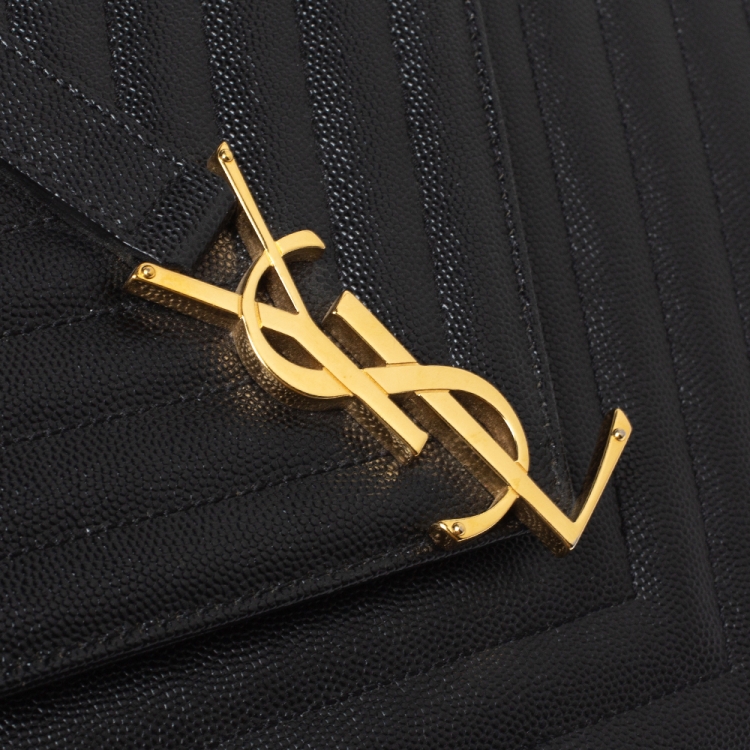 Pre Owned Saint Laurent Black Matelasse Leather Large Cassandre Flap Bag