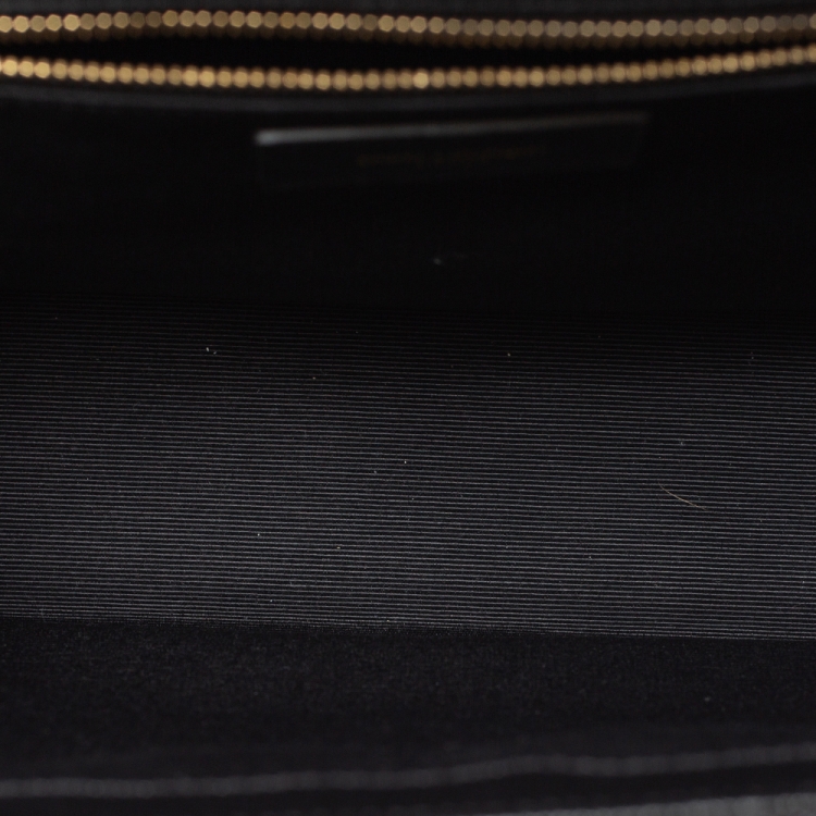 Pre Owned Saint Laurent Black Matelasse Leather Large Cassandre Flap Bag