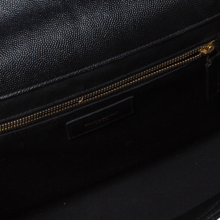 مملوكة مسبقًا Saint Laurent Black Matelasse Leather Large Cassandre Flap Bag