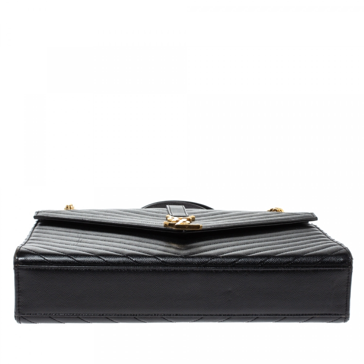 مملوكة مسبقًا Saint Laurent Black Matelasse Leather Large Cassandre Flap Bag