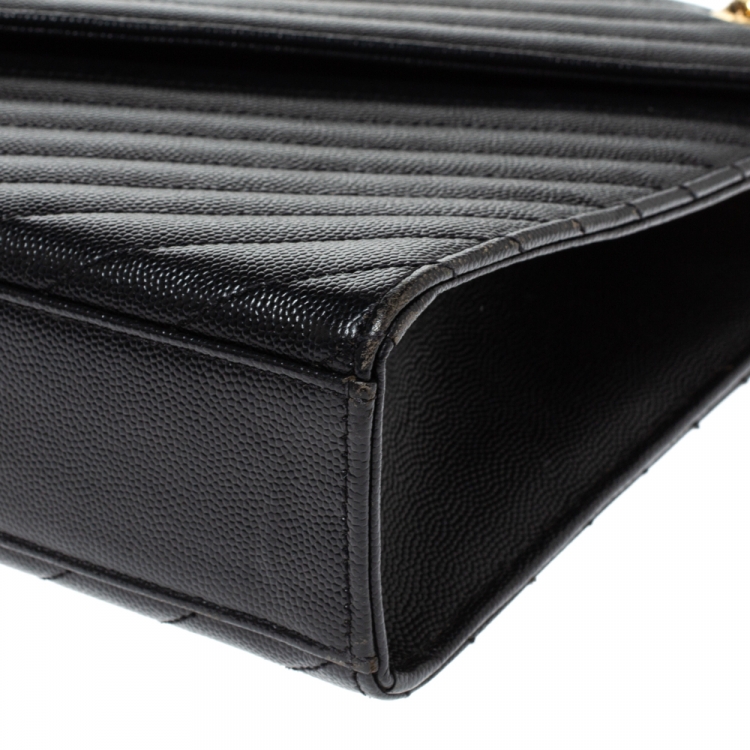 مملوكة مسبقًا Saint Laurent Black Matelasse Leather Large Cassandre Flap Bag