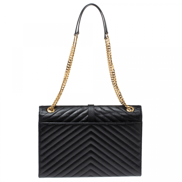 مملوكة مسبقًا Saint Laurent Black Matelasse Leather Large Cassandre Flap Bag