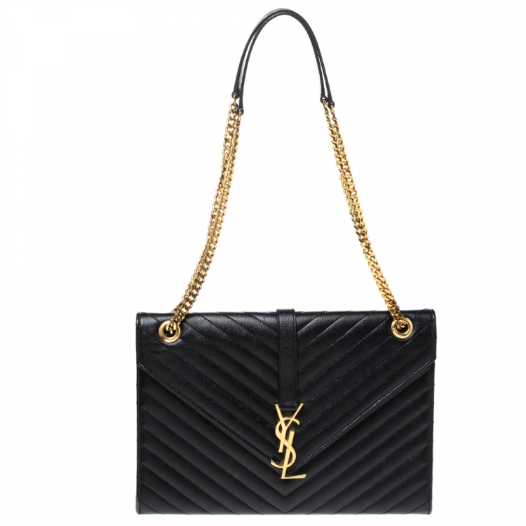 مملوكة مسبقًا Saint Laurent Black Matelasse Leather Large Cassandre Flap Bag