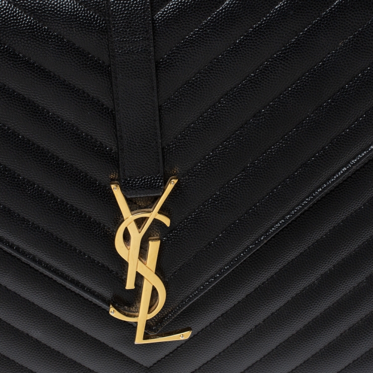 مملوكة مسبقًا Saint Laurent Black Matelasse Leather Large Cassandre Flap Bag