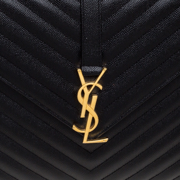 Pre Owned Saint Laurent Black Matelasse Leather Large Cassandre Flap Bag