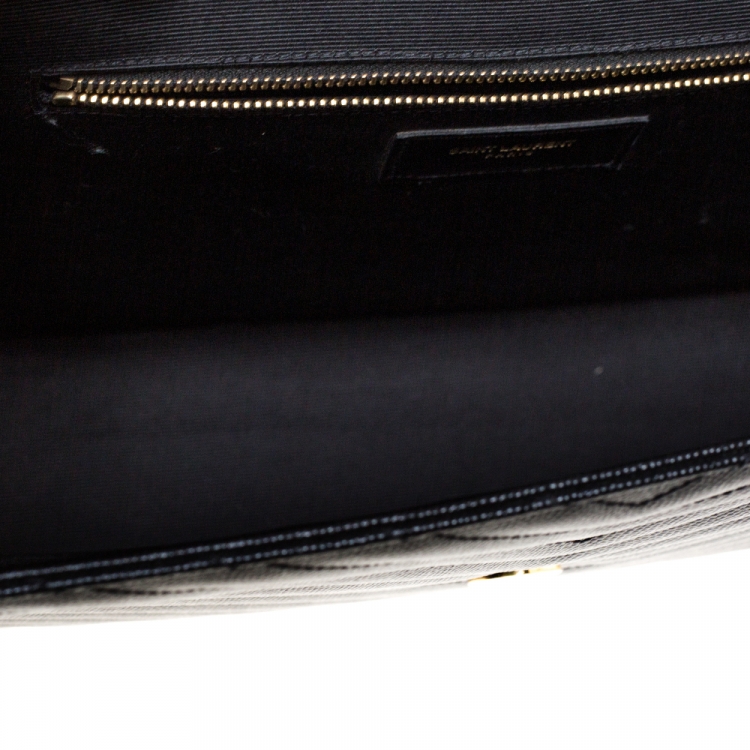 Pre Owned Saint Laurent Black Matelasse Leather Large Cassandre Flap Bag