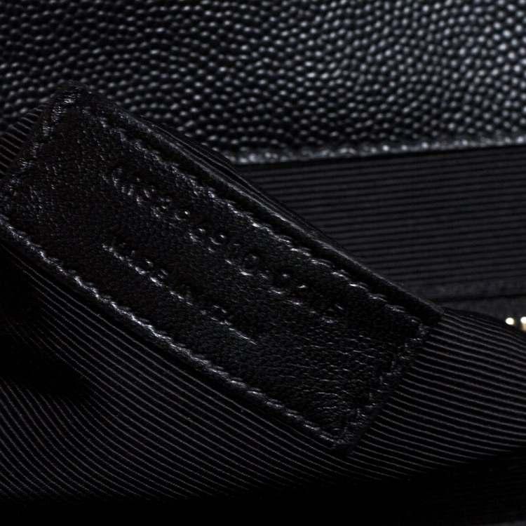 Pre Owned Saint Laurent Black Matelasse Leather Large Cassandre Flap Bag