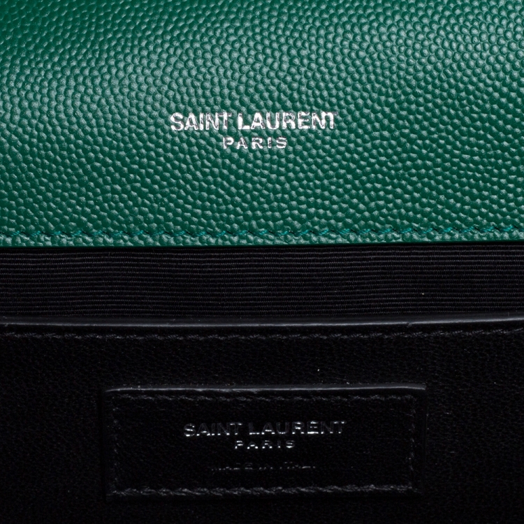 Pre Owned Saint Laurent Green Mix Matelasse Leather Medium Cassandre Flap Bag