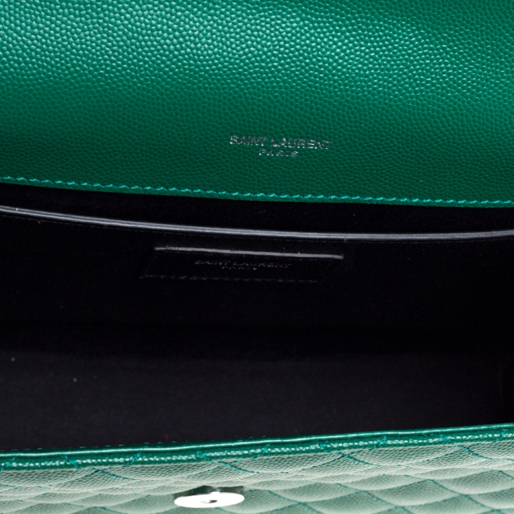 Pre Owned Saint Laurent Green Mix Matelasse Leather Medium Cassandre Flap Bag