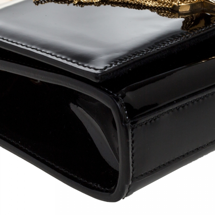 Pre Owned Saint Laurent Black Patent Leather Small Kate Tassel Crossbody Bag