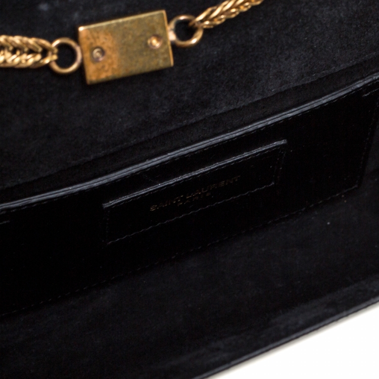 Pre Owned Saint Laurent Black Patent Leather Small Kate Tassel Crossbody Bag