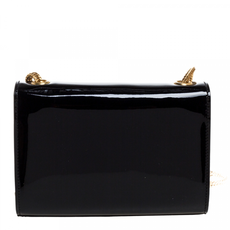 Pre Owned Saint Laurent Black Patent Leather Small Kate Tassel Crossbody Bag