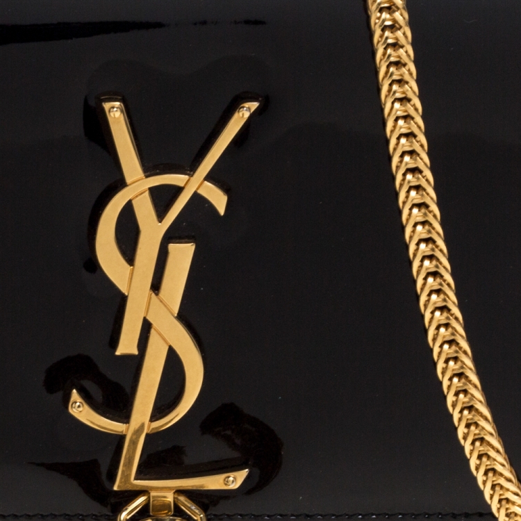 Pre Owned Saint Laurent Black Patent Leather Small Kate Tassel Crossbody Bag