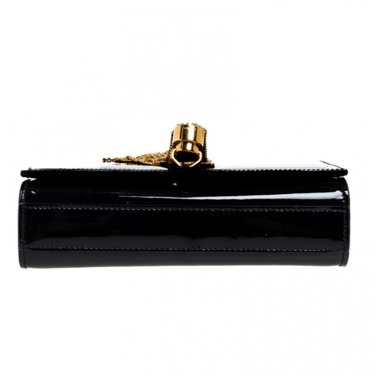 Pre Owned Saint Laurent Black Patent Leather Small Kate Tassel Crossbody Bag