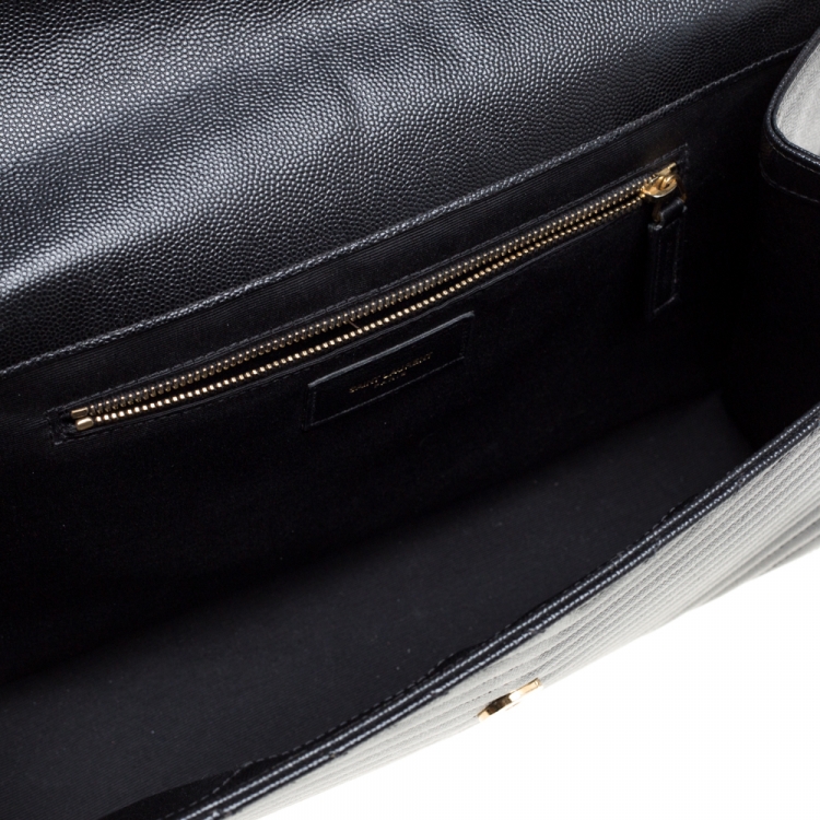Pre Owned Saint Laurent Black Matelasse Leather Large Cassandre Flap Bag