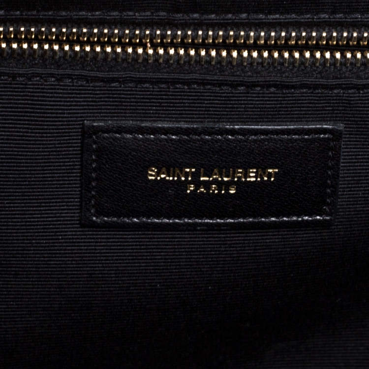 Pre Owned Saint Laurent Black Matelasse Leather Large Cassandre Flap Bag