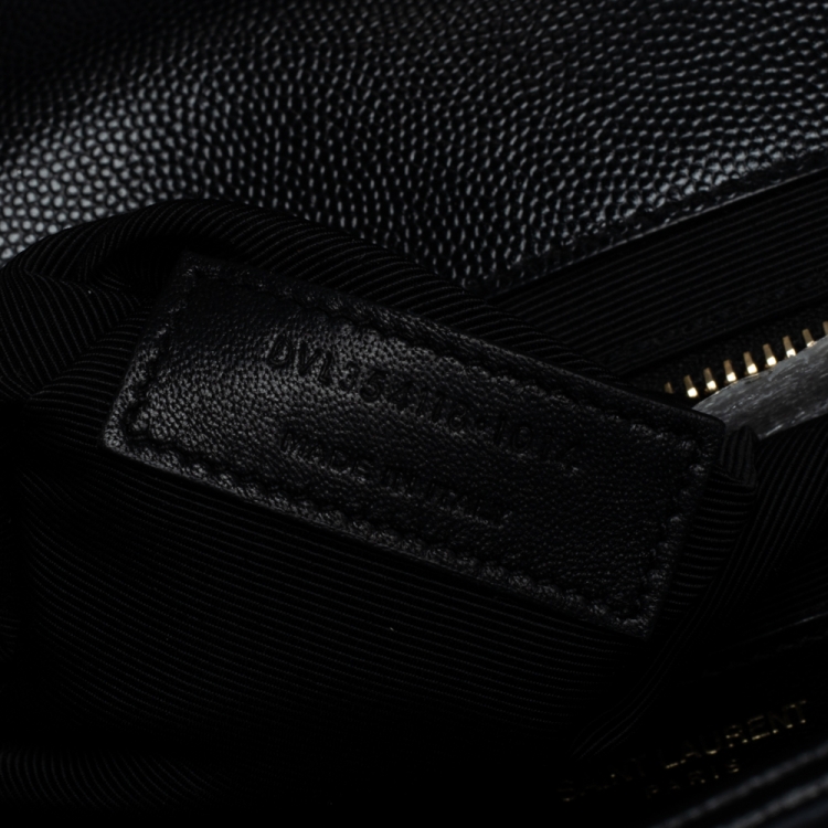 Pre Owned Saint Laurent Black Matelasse Leather Large Cassandre Flap Bag
