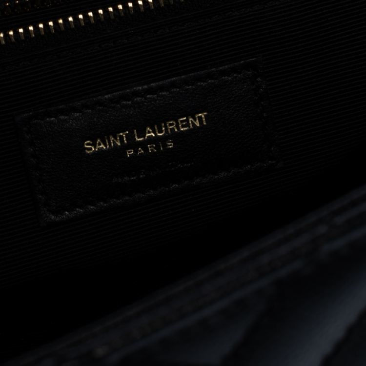 Pre Owned Saint Laurent Black Matelasse Leather Large Cassandre Flap Bag